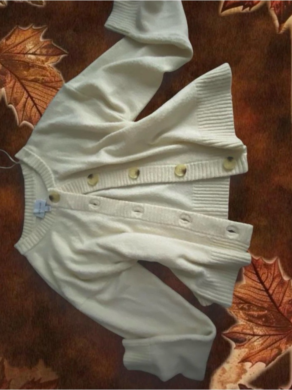 Cream Button-Front Cardigan Jacket